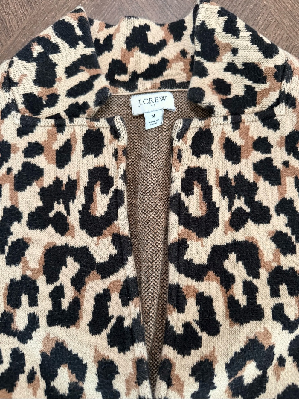 J. Crew Women’s Leopard-Print Button Cardigan Blazer in Tan and Black SZ M